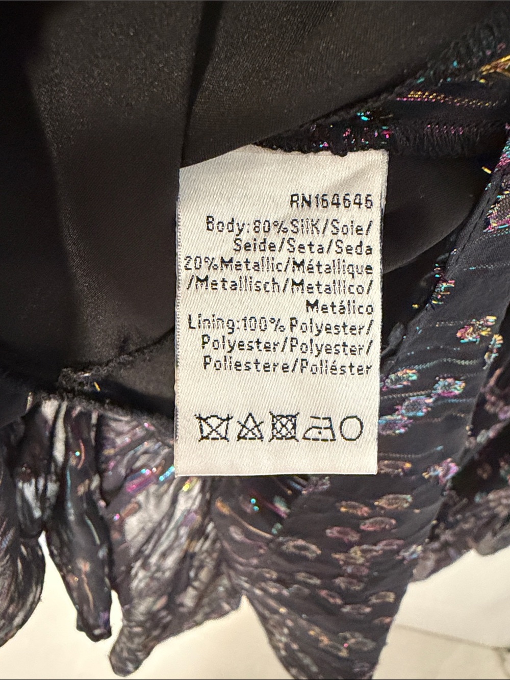 Mestiza Anthropologie Valora Ruffle Midi Dress Black Metallic Rainbow Size 12 - Picture 11 of 12